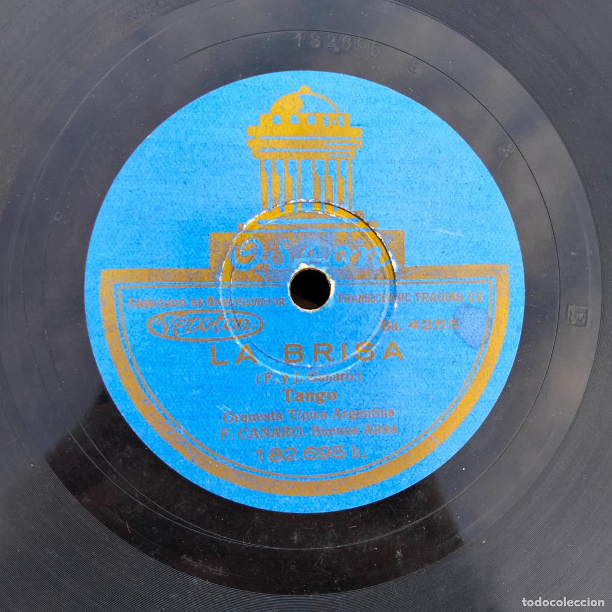 Discos de pizarra: Disco de pizarra odeon la brisa tango canaro orquesta tipica argentina - Foto 2