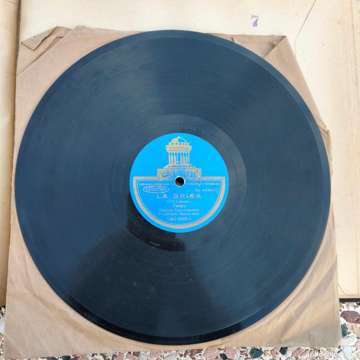 Discos de pizarra: Disco de pizarra odeon la brisa tango canaro orquesta tipica argentina - Foto 3