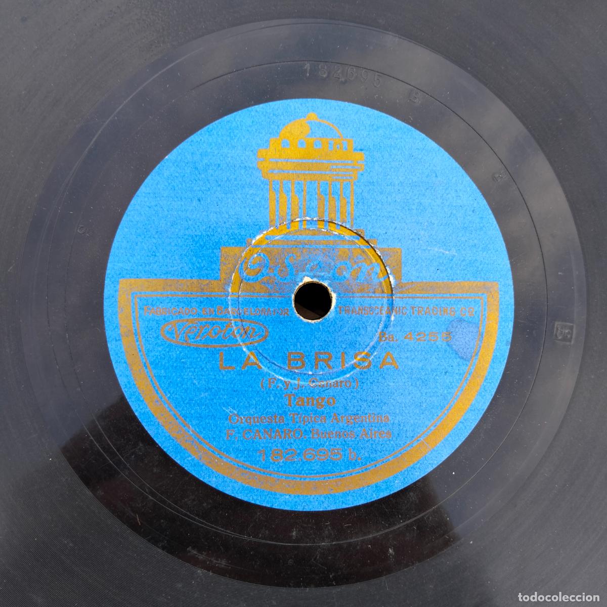 Discos de pizarra: Disco de pizarra odeon la brisa tango canaro orquesta tipica argentina - Foto 4