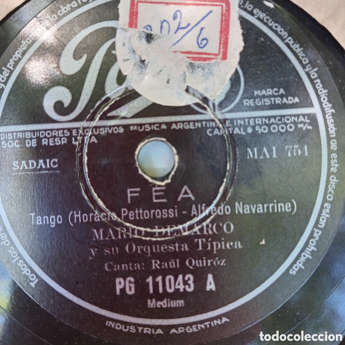 Discos de pizarra: MAL DE AMORES- FEA - MARIO DEMARCO YBORQ. TIPICA - Foto 1