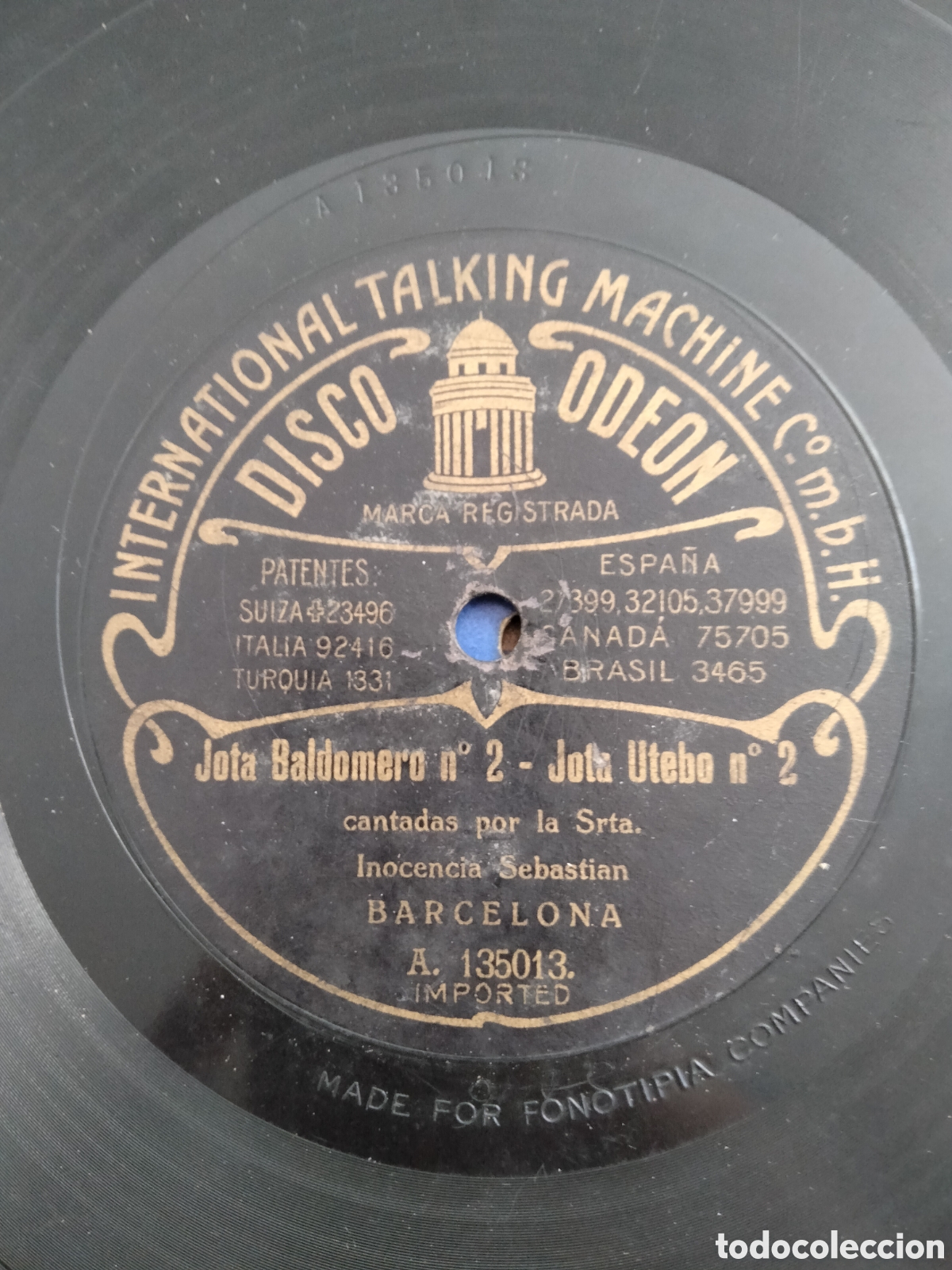 Discos de pizarra: Disco Jota Sra Inocencia Sebastian - Foto 1