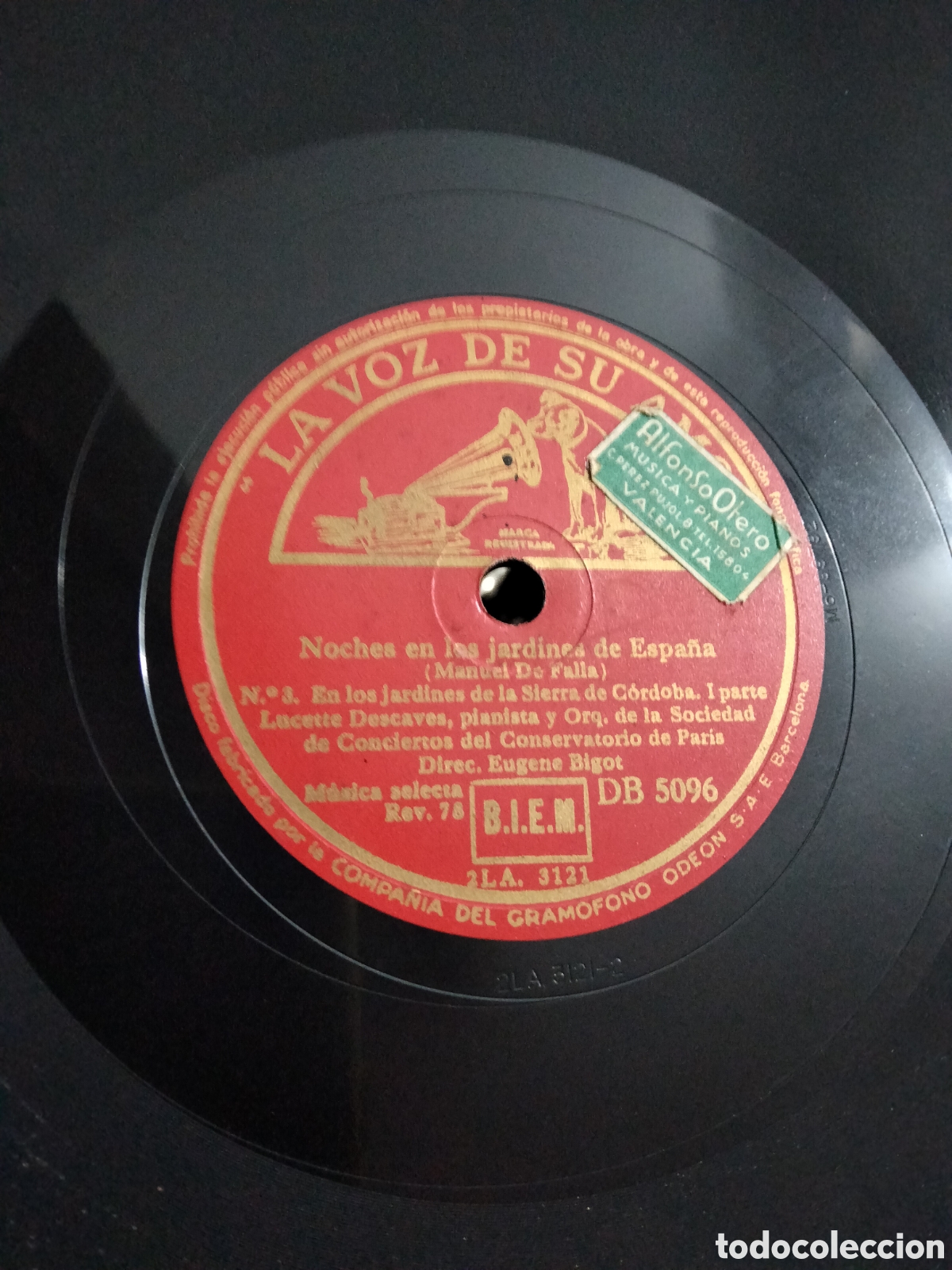 Discos de pizarra: Disco Noche en los jardines de Espa&ntilde;a por Manuel de Falla - Foto 1
