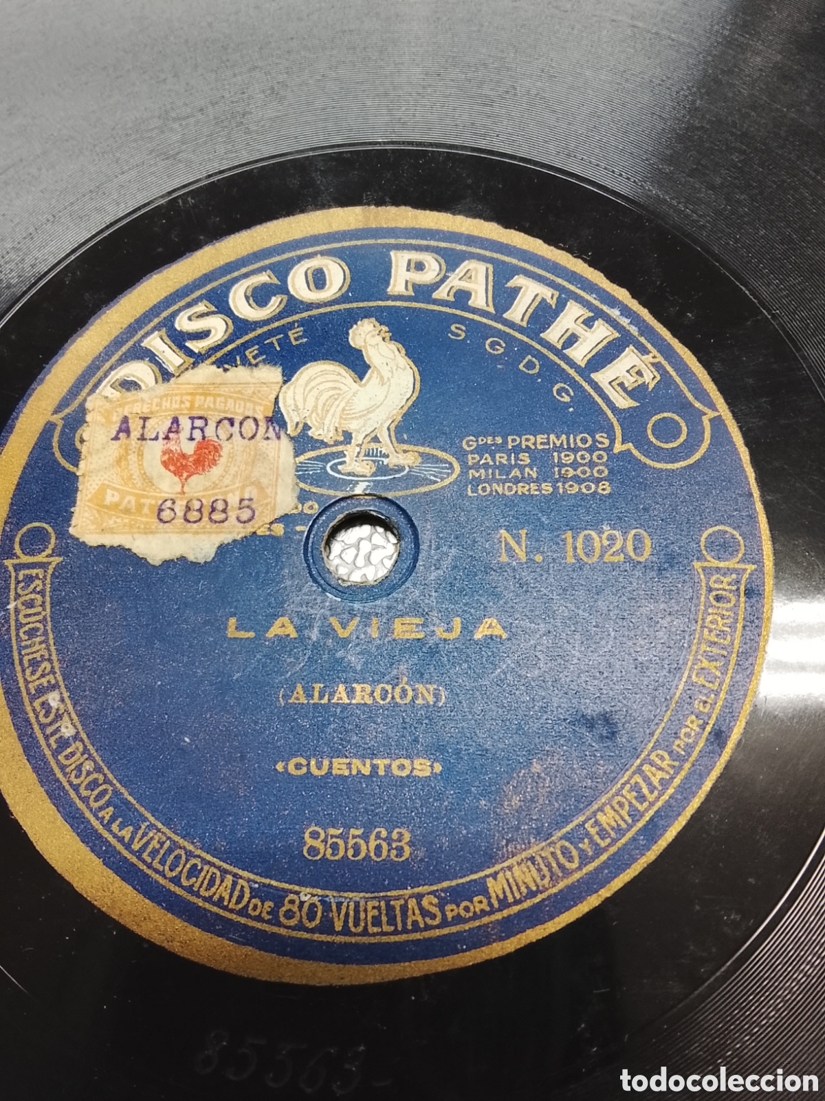 Discos de pizarra: Disco de pizarra la vieja, cuentos Alarc&oacute;n - Foto 1