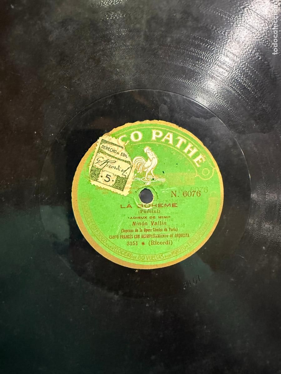 Discos de pizarra: DISCO PIZARRA - LA BOHEME Y MADAME BUTTERFLY - Foto 2