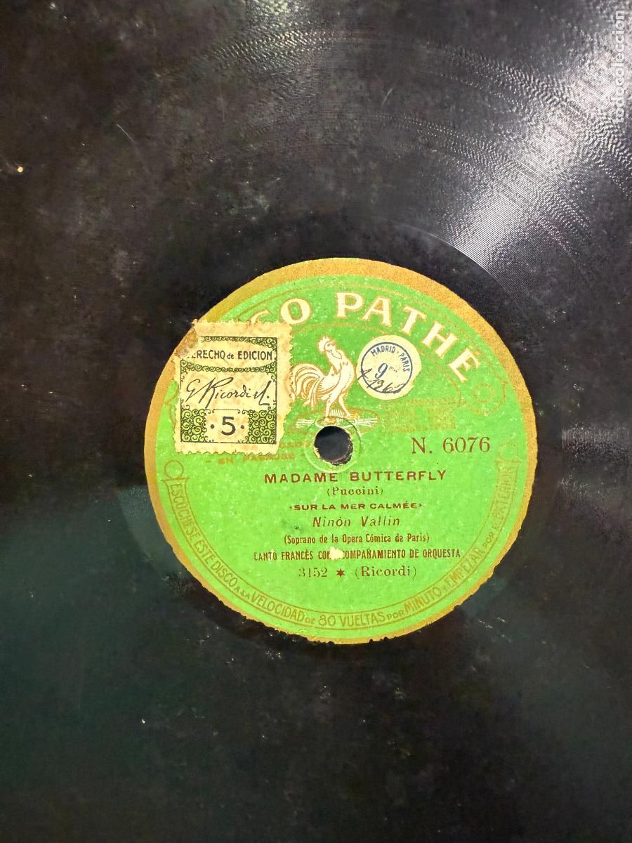 Discos de pizarra: DISCO PIZARRA - LA BOHEME Y MADAME BUTTERFLY - Foto 1