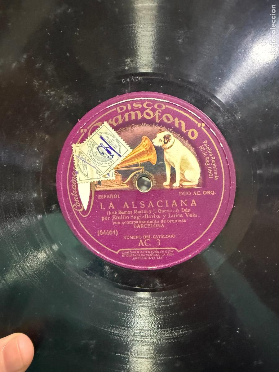 Discos de pizarra: DISCO PIZARRA - LA ALSACIANA - Foto 1