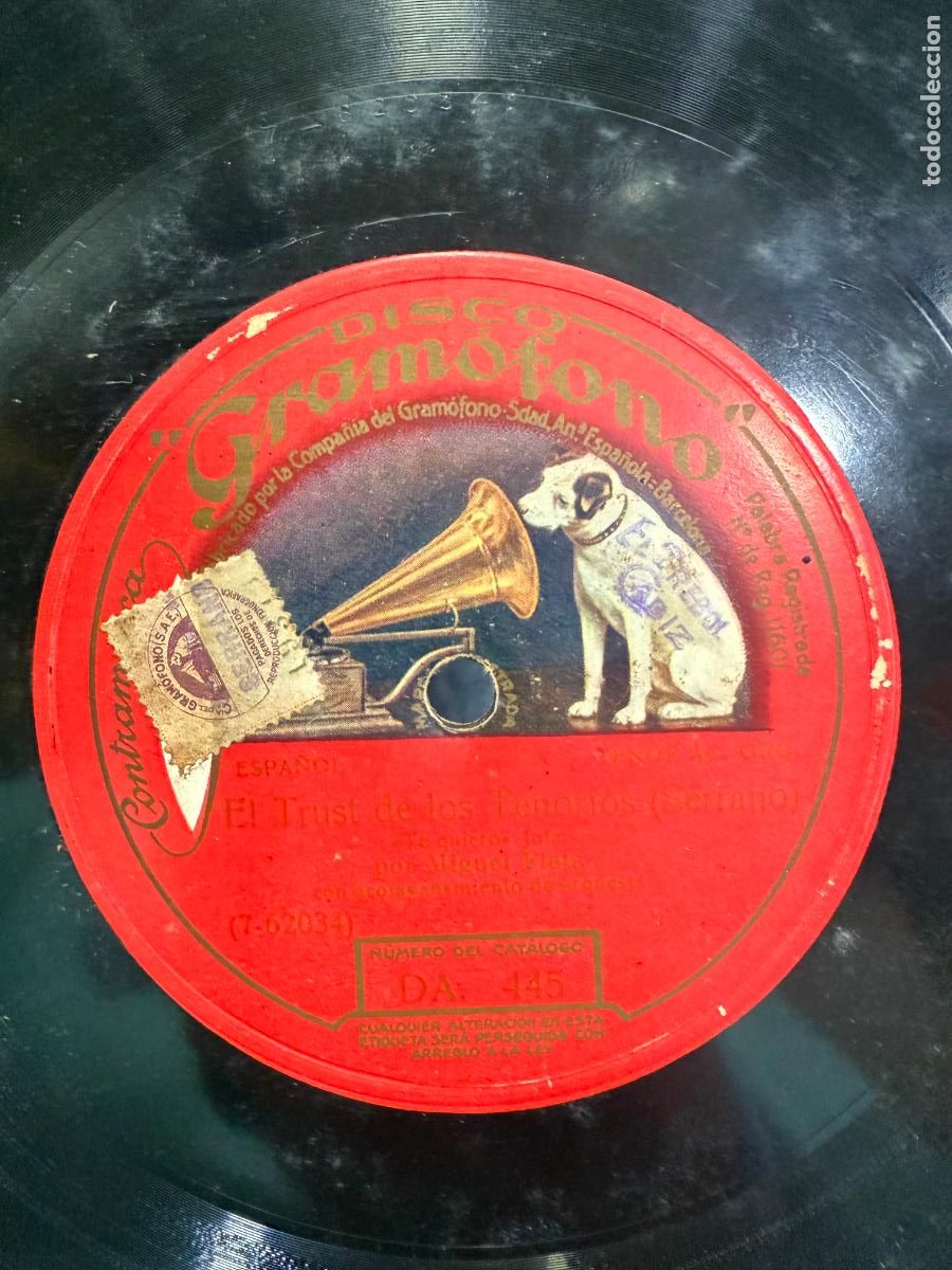 Discos de pizarra: DISCO PIZARRA - PURITANI - EL TRUST DE LOS TENORIOS - Foto 1