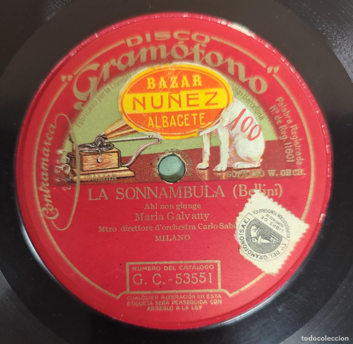 Discos de pizarra: Disco de pizarra &rdquo;La sonnambula&rdquo; (Bellini) - Foto 2