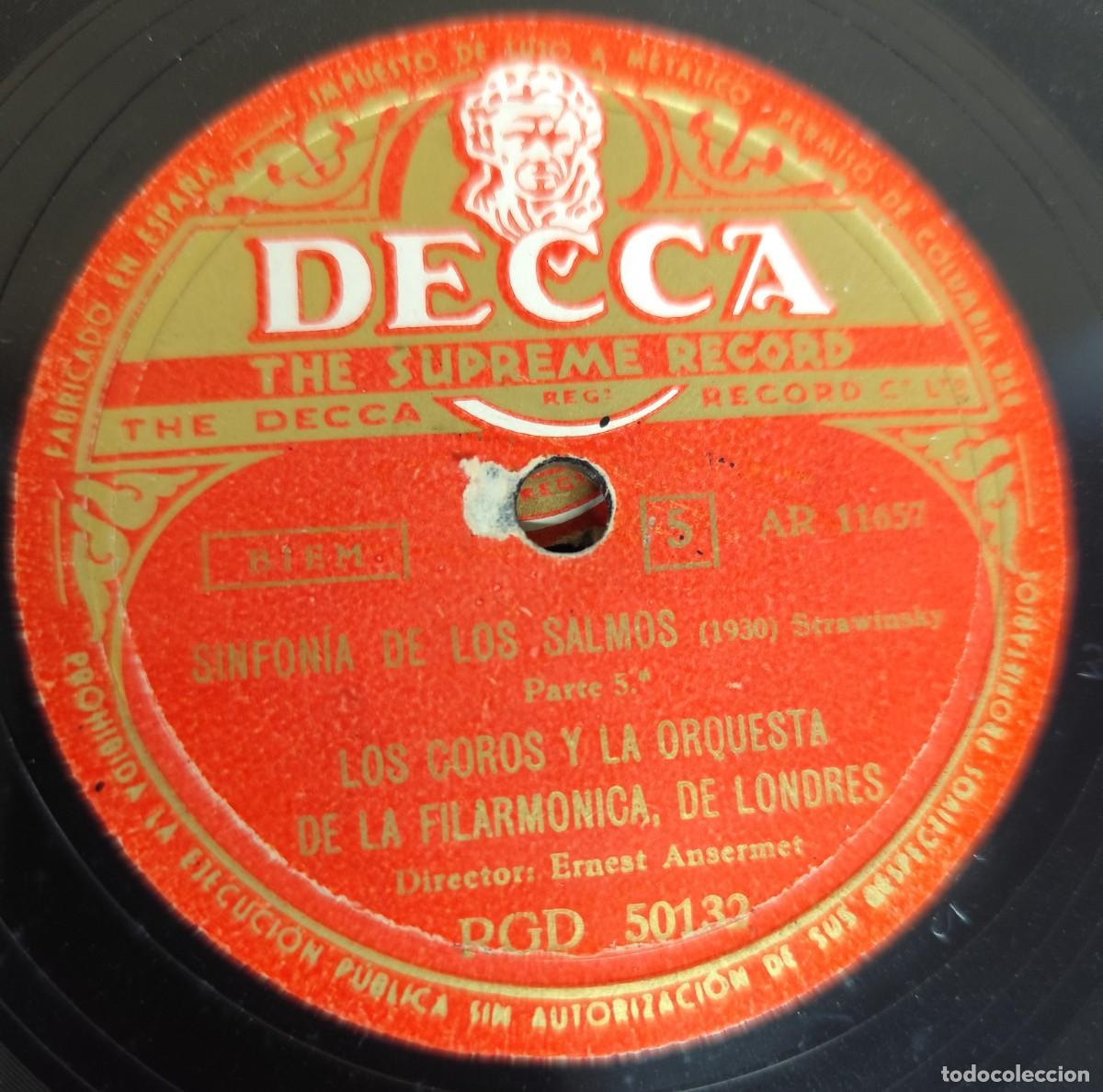 Discos de pizarra: DISCO DE PIZARRA - SINFON&Iacute;A DE LOS SALMOS 3 Y 4 - Foto 2