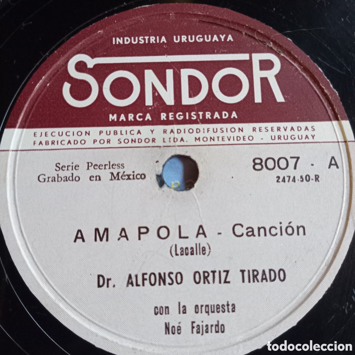 Discos de pizarra: ALFONSO O. TIRADO- LA PALOMA- AMAPOLA - Foto 2