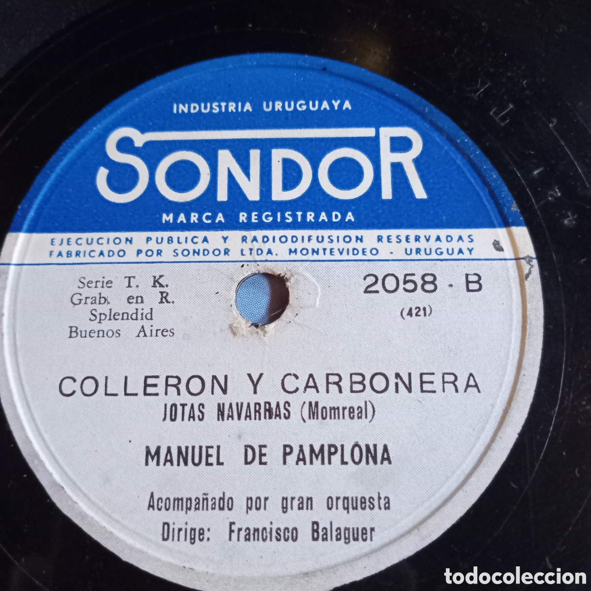 Discos de pizarra: MANUEL DE PAMPLONA- OLE TORERO- COLLERON Y CARBONERA - Foto 2