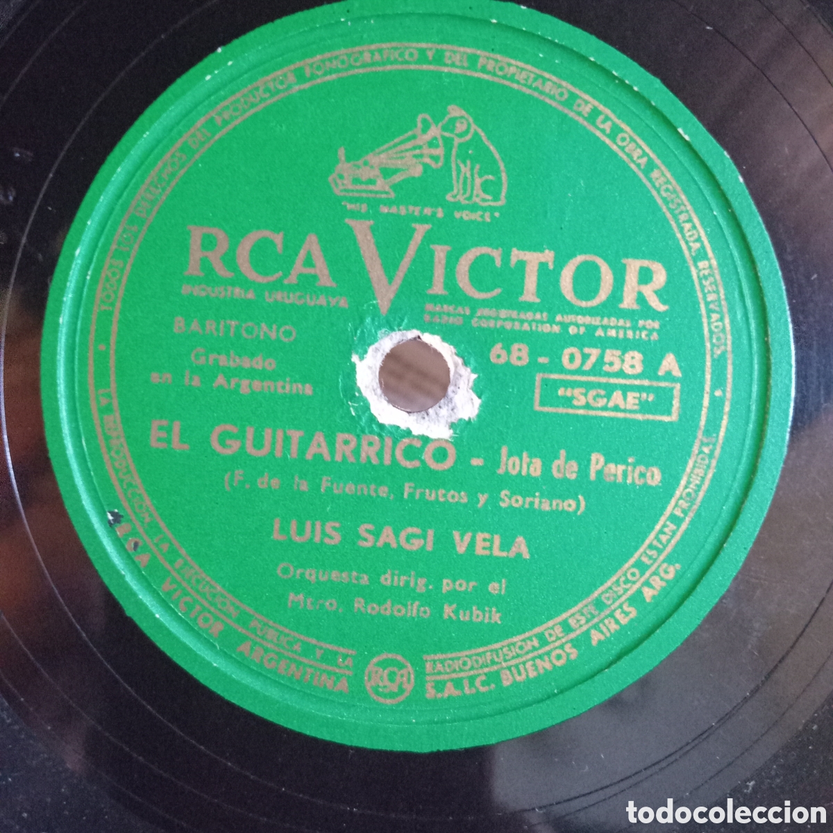 Discos de pizarra: LUIS SAGI VELA- EL GUITARRICO- LA BARCA NARINERO - Foto 1