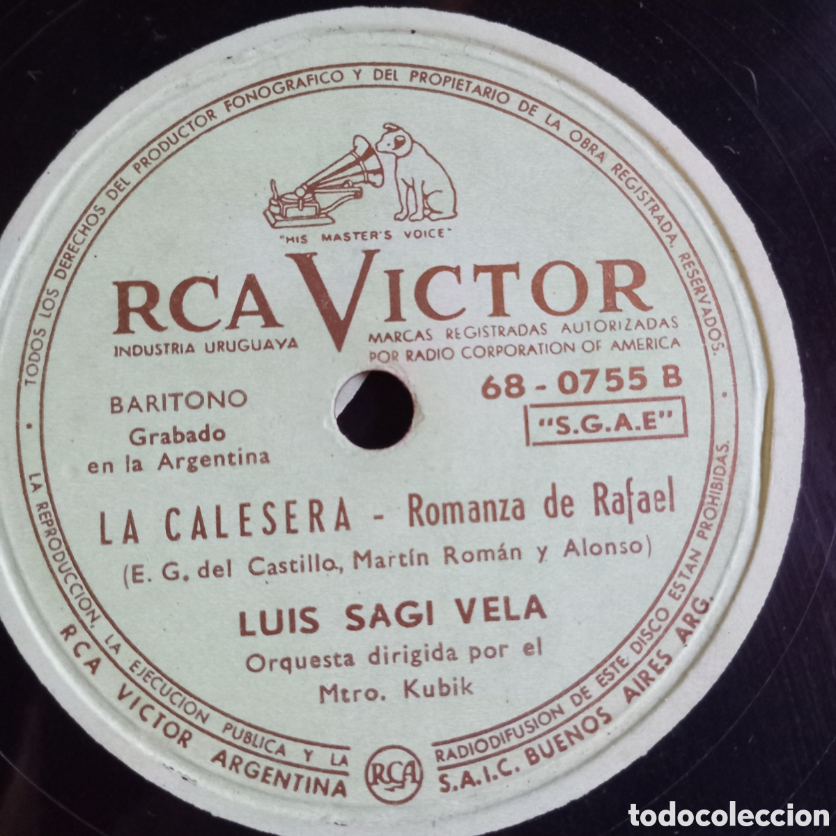 Discos de pizarra: LUIS S. VELA- LA CALESERA- MOLINOS DE VIENTO - Foto 2