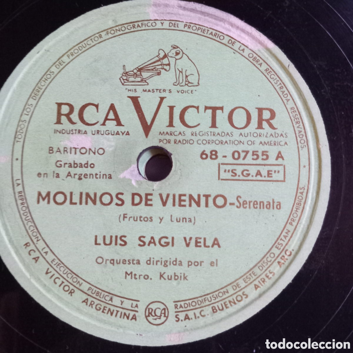 Discos de pizarra: LUIS S. VELA- LA CALESERA- MOLINOS DE VIENTO - Foto 1