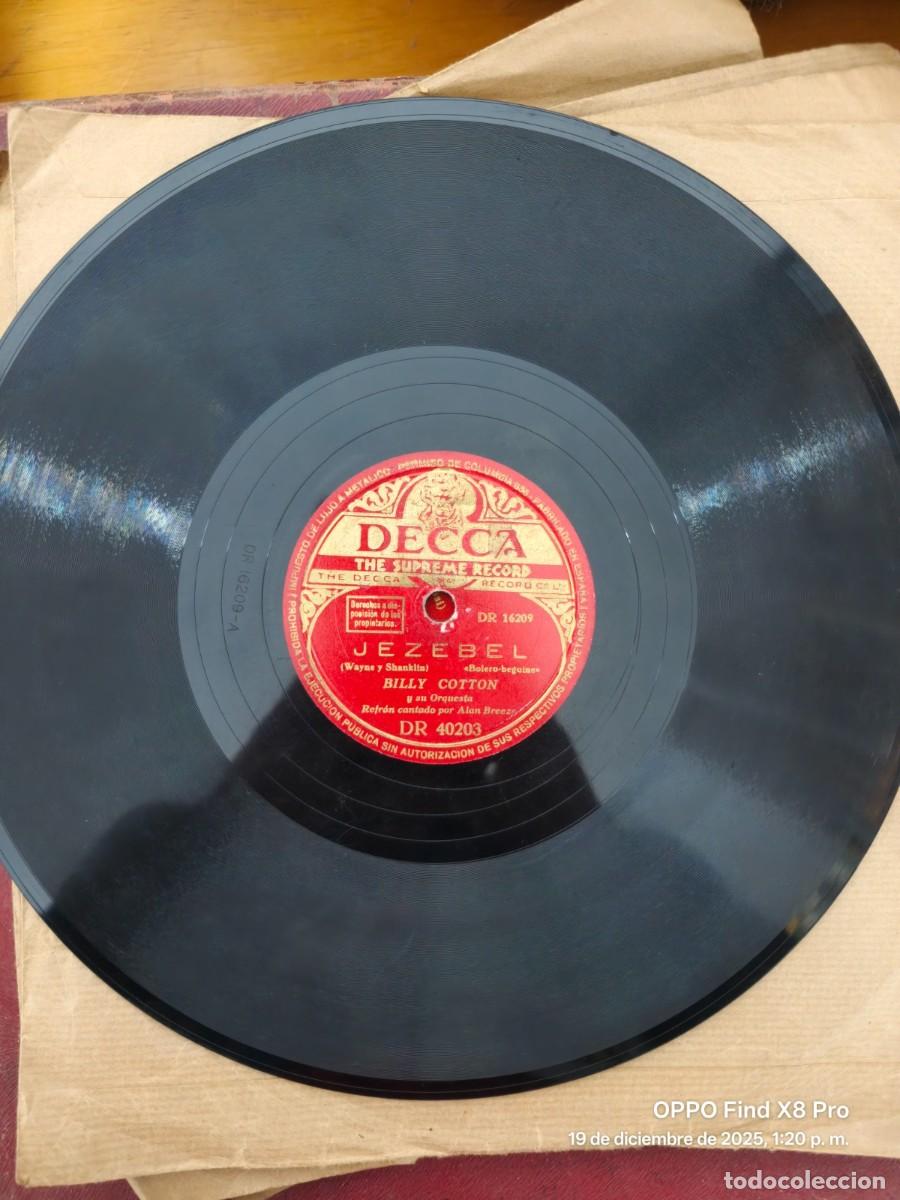 Discos de pizarra: DISCO DE PIZARRA JEZEBEL Y TENNESSEE VALS DE BILLY COTTON DECCA - Foto 1