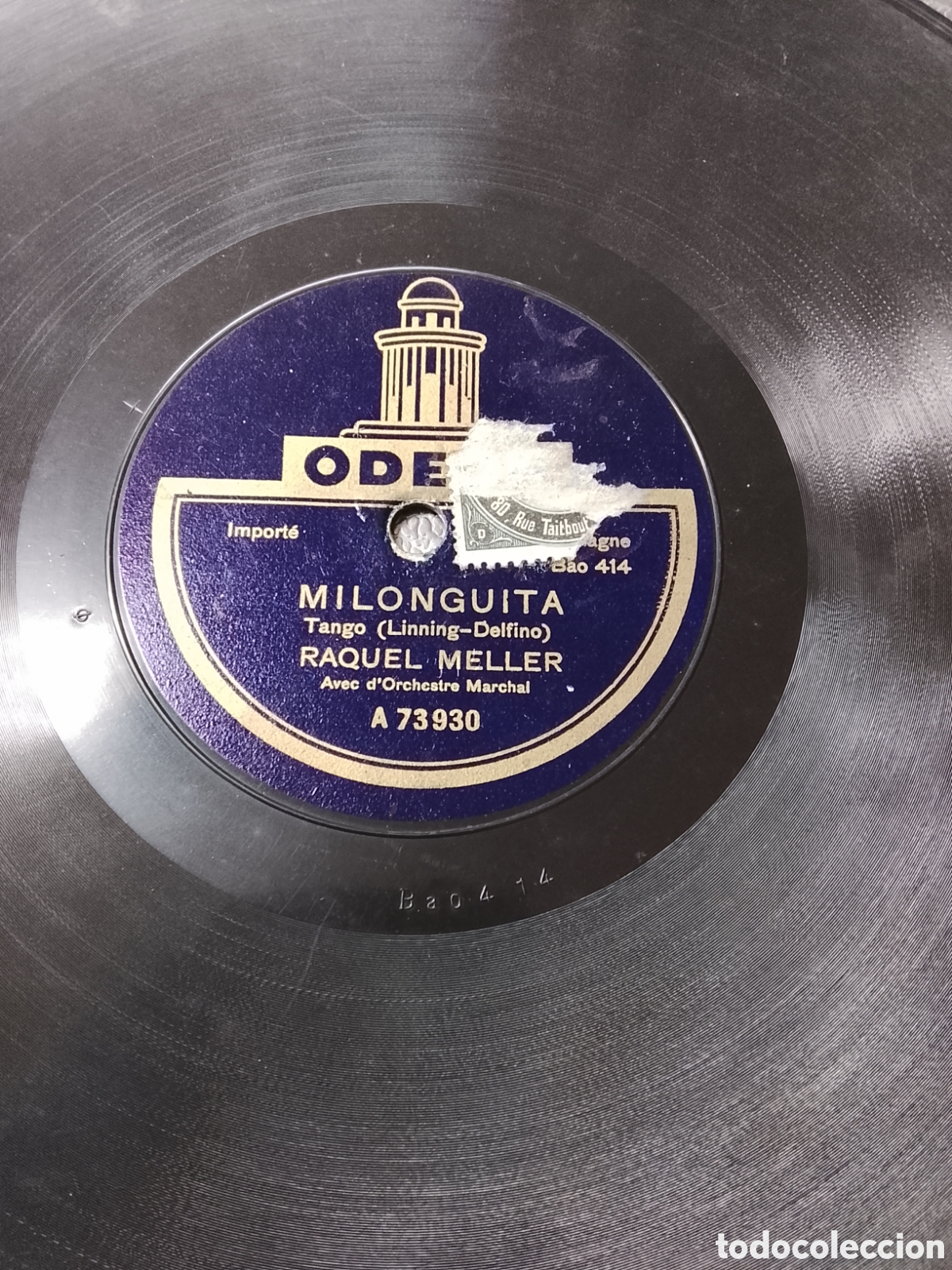 Discos de pizarra: Disco de pizarra milonguita Raquel Meller - Foto 1