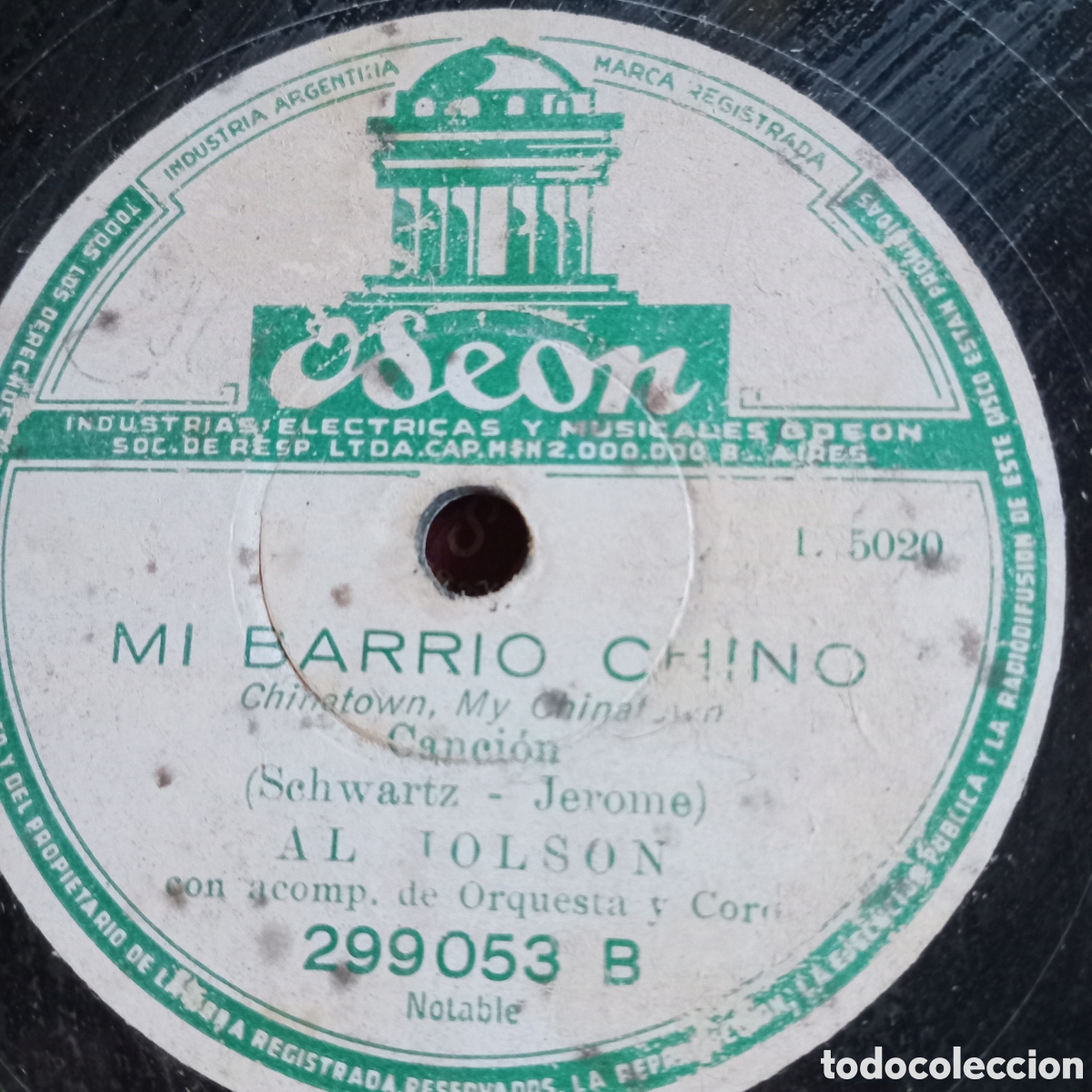 Discos de pizarra: AL JONSON CANTA MI BARRIO CHINO - Foto 2