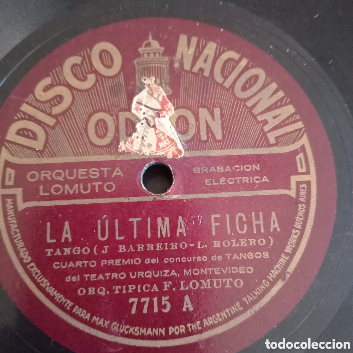 Discos de pizarra: ORQ. LOMUTO- LA ULTIMA FICHA- ARRORRO - Foto 2