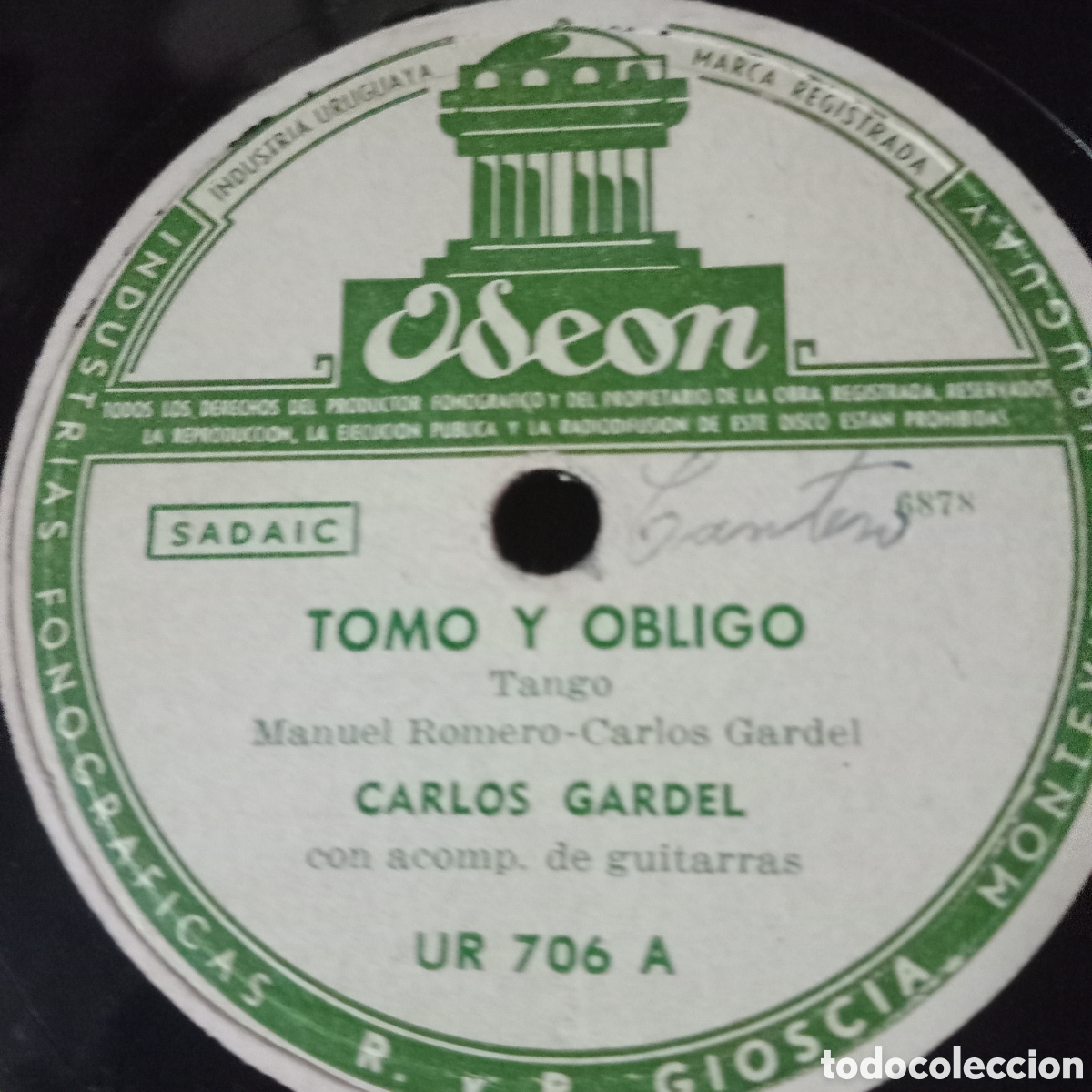 Discos de pizarra: TOMO Y ABLIGO - COMO ABRAZADO A UN RENVOT C. GARDEL - Foto 2