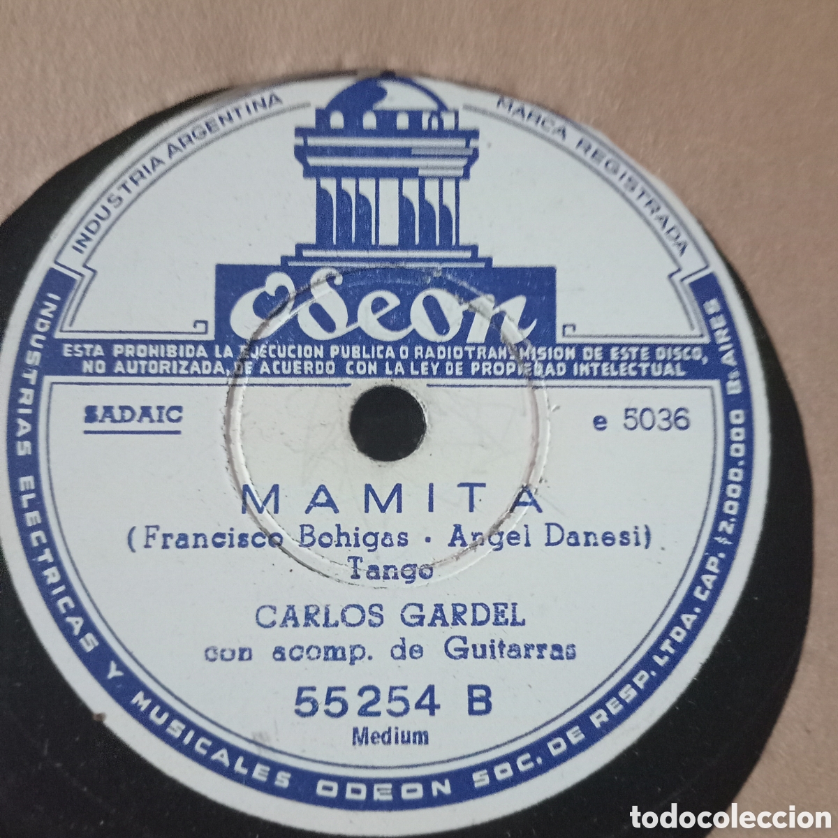 Discos de pizarra: VIEJO SMOKINS - MAMITA C.GARDEL - Foto 1