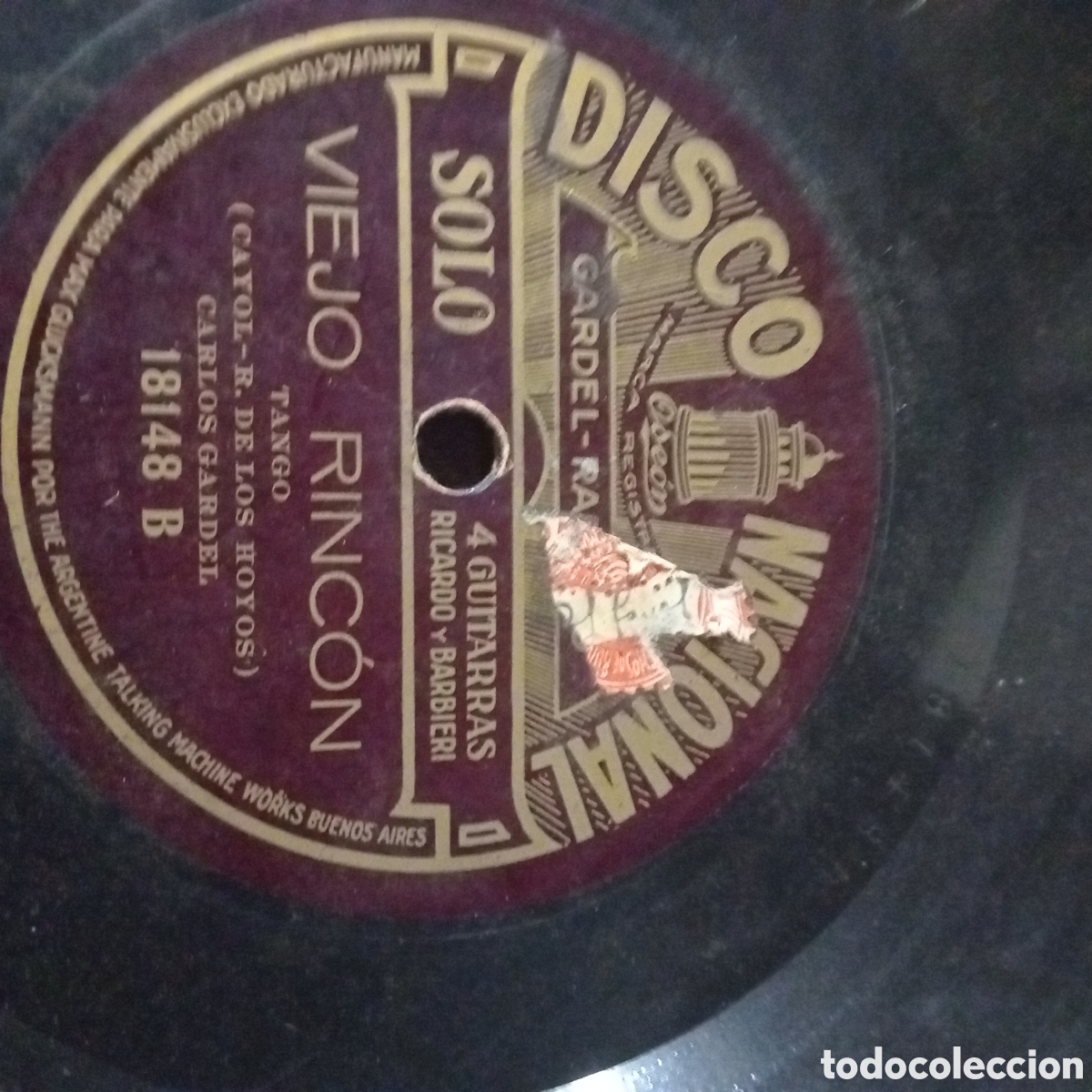 Discos de pizarra: VIEJO RINCON- EL TRIUNFO. C.GARDEL - Foto 2