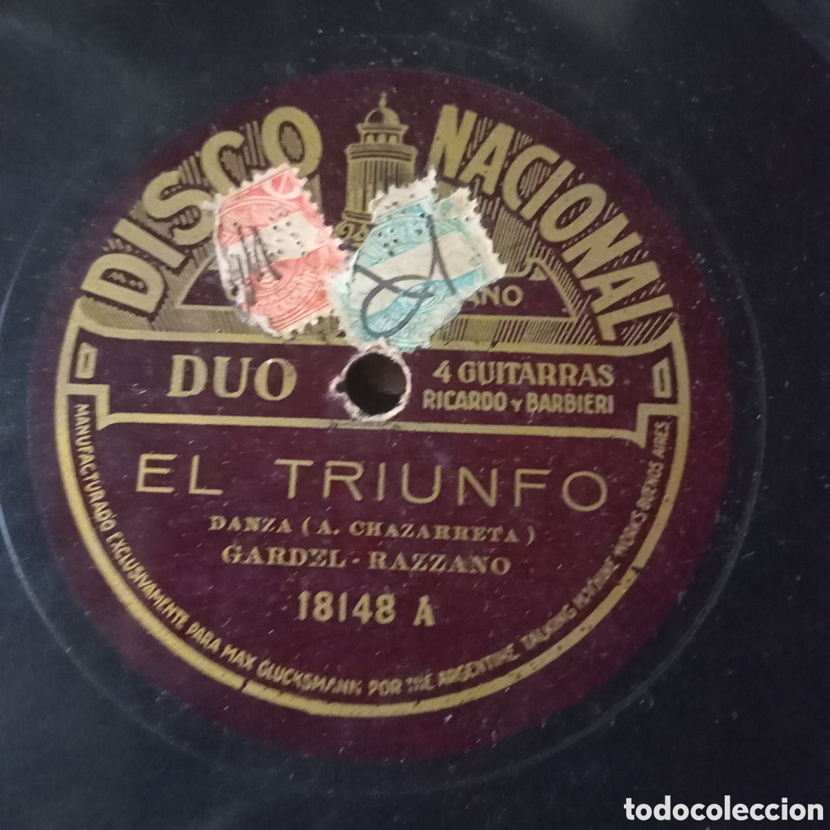 Discos de pizarra: VIEJO RINCON- EL TRIUNFO. C.GARDEL - Foto 1
