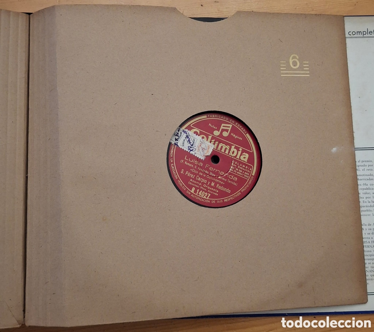 Discos de pizarra: Albun Zarzuela LUISA FERNANDA - Foto 7