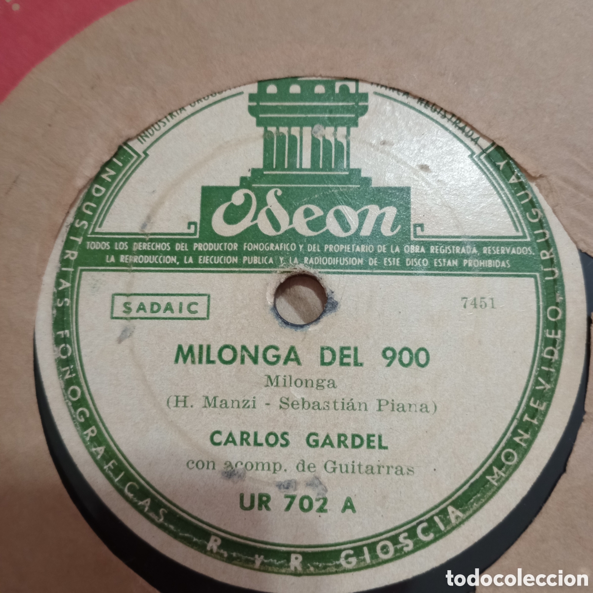 Discos de pizarra: MILONGA DEL 900- MIS FLORES NEGRAS- C.GARDEL - Foto 1