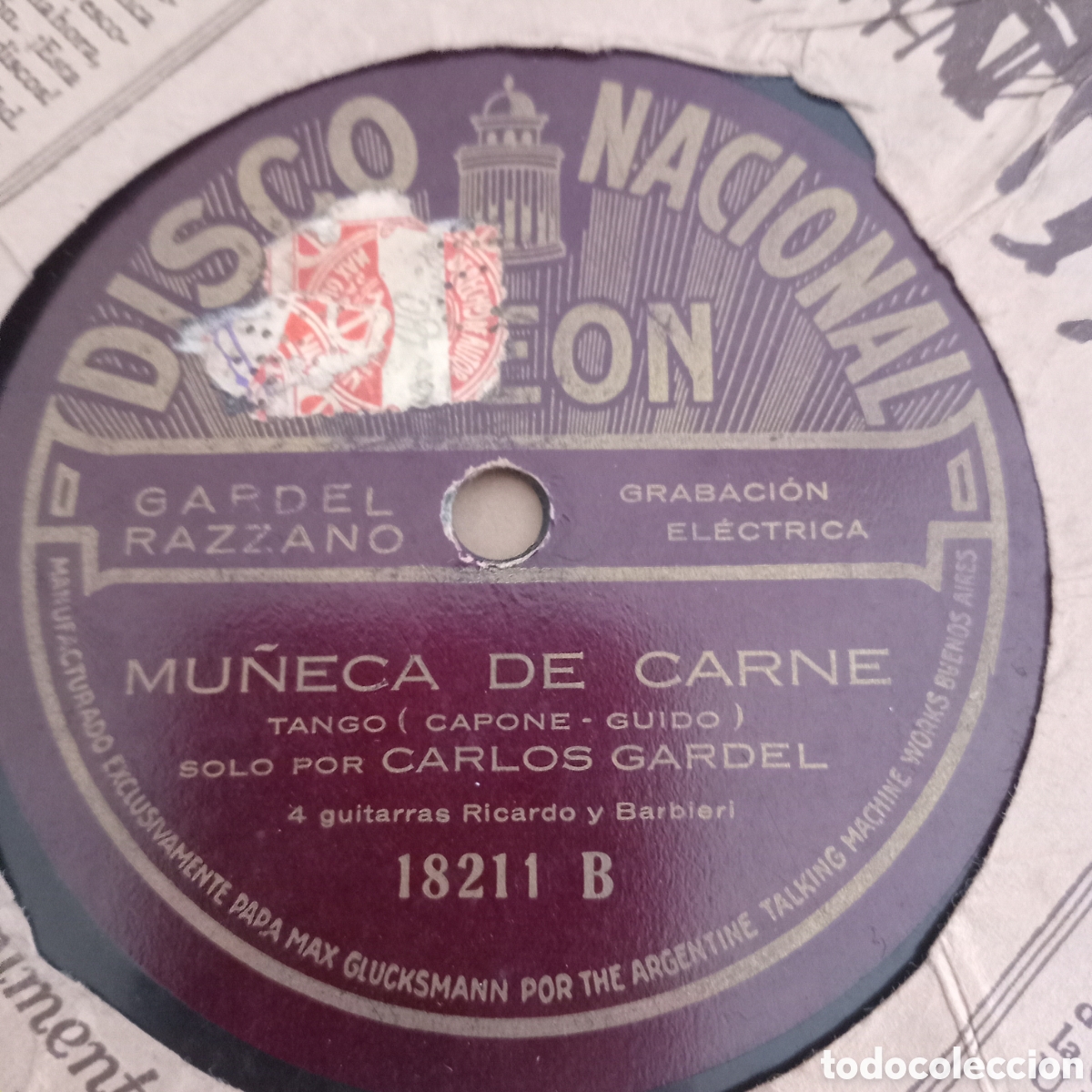 Discos de pizarra: MU&Ntilde;ECA DE CARNE. CARLOS GARDEL - Foto 2