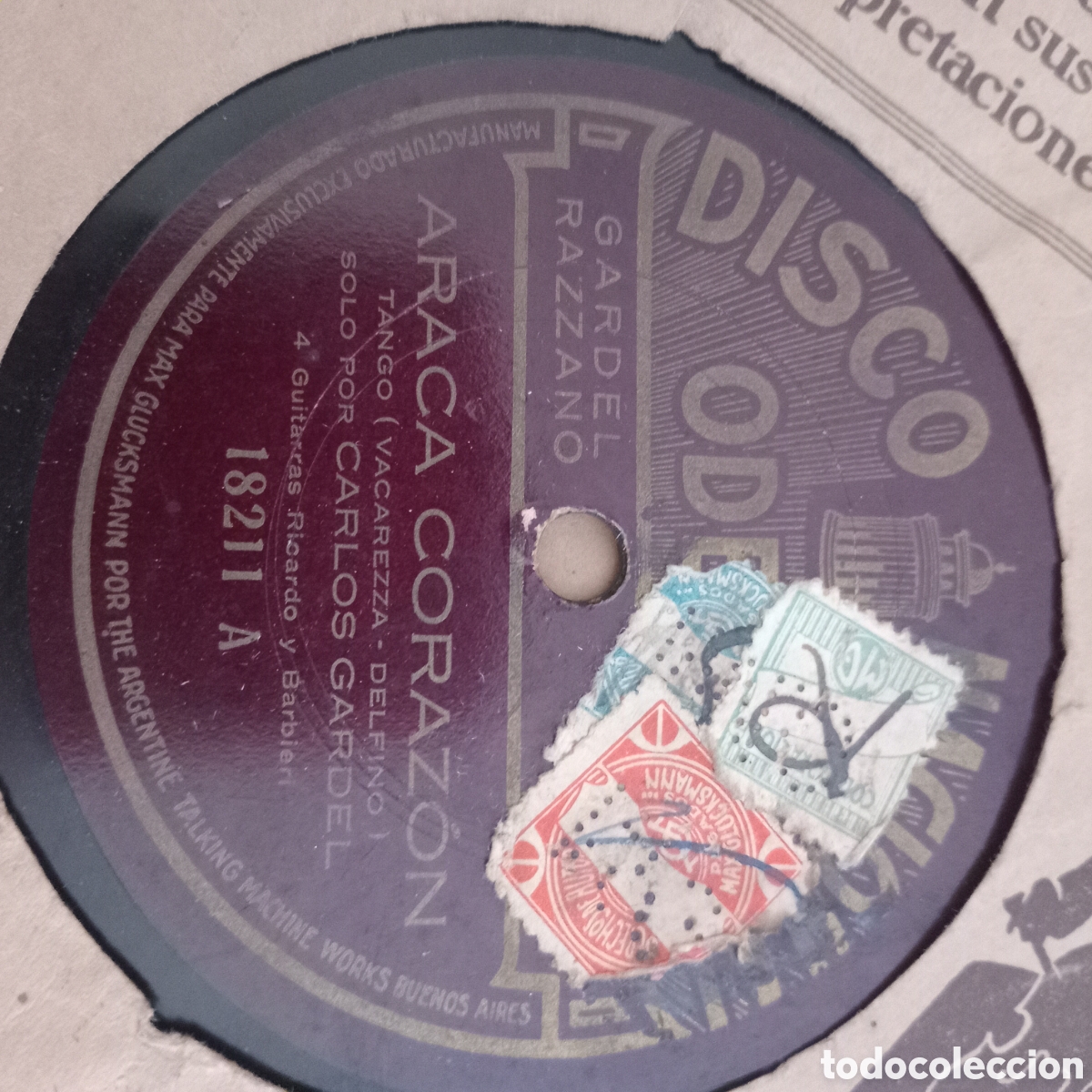 Discos de pizarra: MU&Ntilde;ECA DE CARNE. CARLOS GARDEL - Foto 1