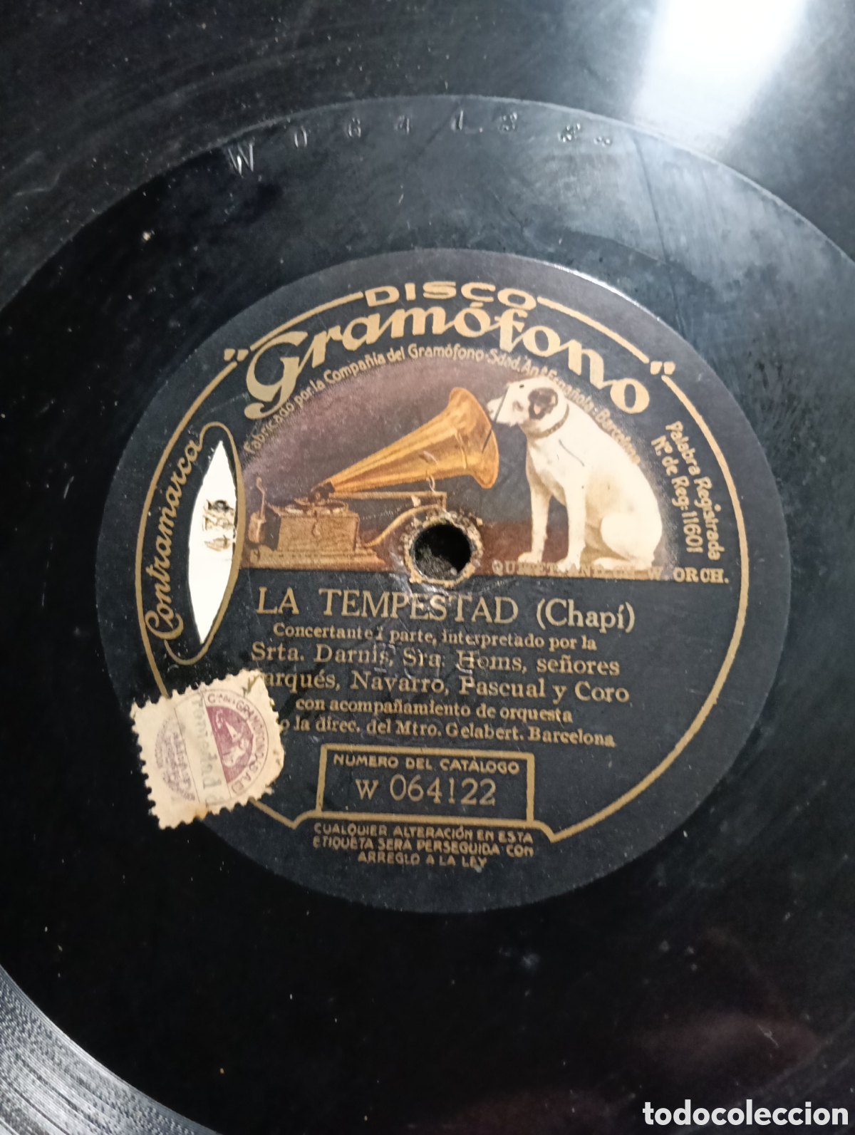 Discos de pizarra: La Tempestad&rdquo; del compositor Ruperto Chap&iacute;.&nbsp;ENV&Iacute;O CERTIFICADO 10&euro; ESPA&Ntilde;A - Foto 1