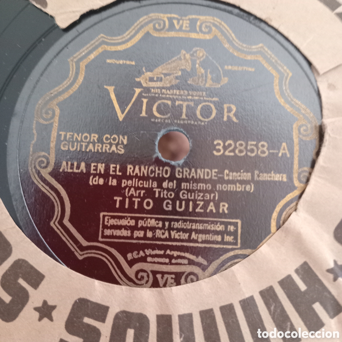 Discos de pizarra: ALLA EN EL RANCHO GRANDE -, TITO GUIZAR - Foto 1