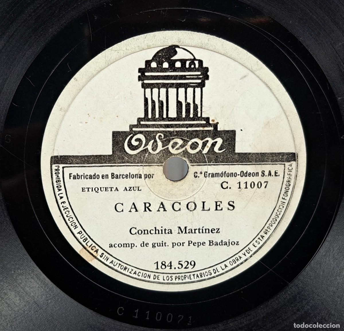 Discos de pizarra: Conchita Mart&iacute;nez, Caracoles y Tanguillo de C&aacute;diz. Odeon - Foto 1