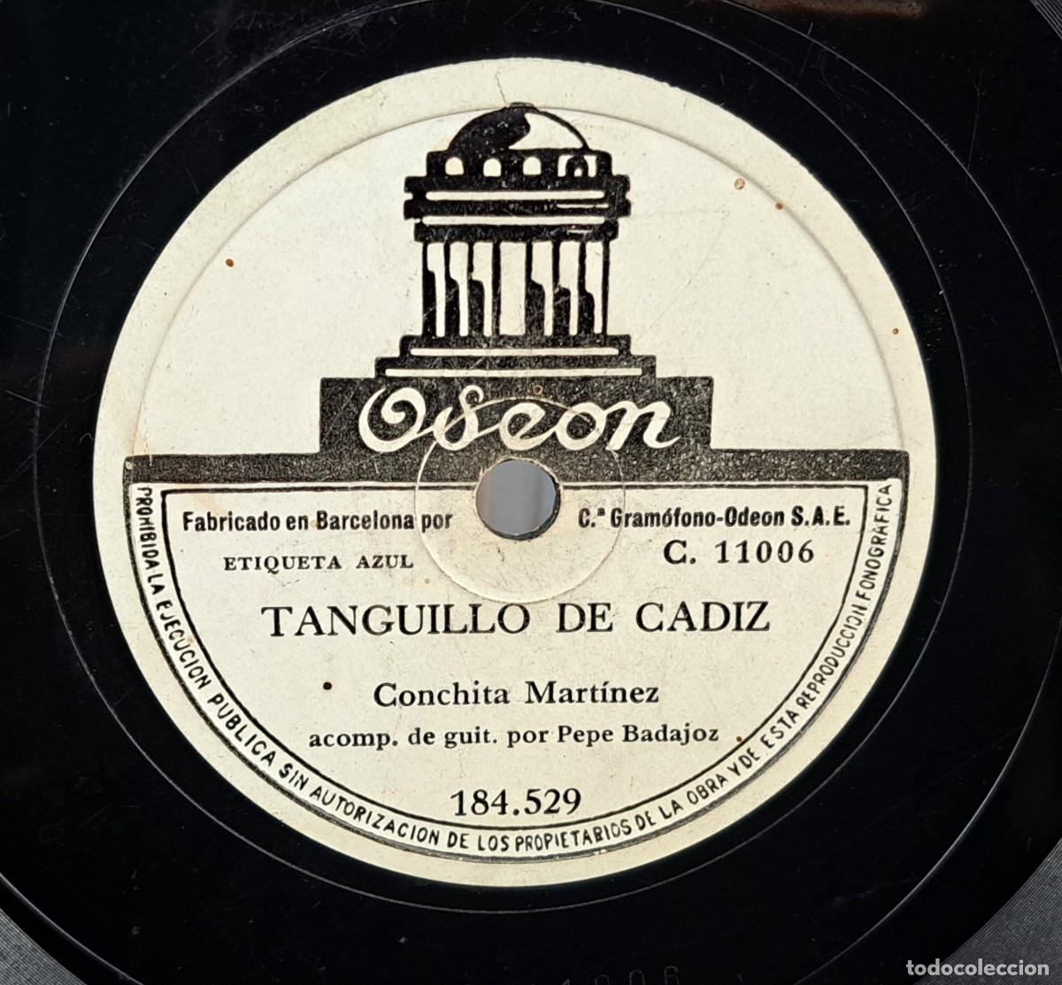 Discos de pizarra: Conchita Mart&iacute;nez, Caracoles y Tanguillo de C&aacute;diz. Odeon - Foto 3