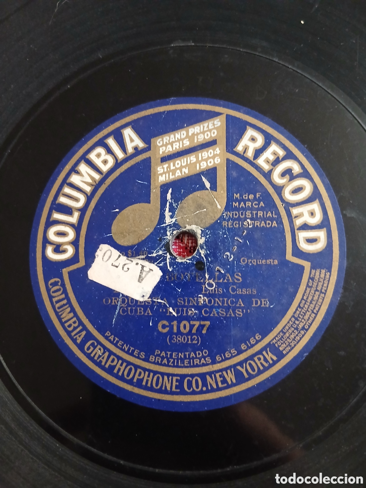 Discos de pizarra: Disco pizarra Adolfo Colombo -Regino Lopez /Luis Casas