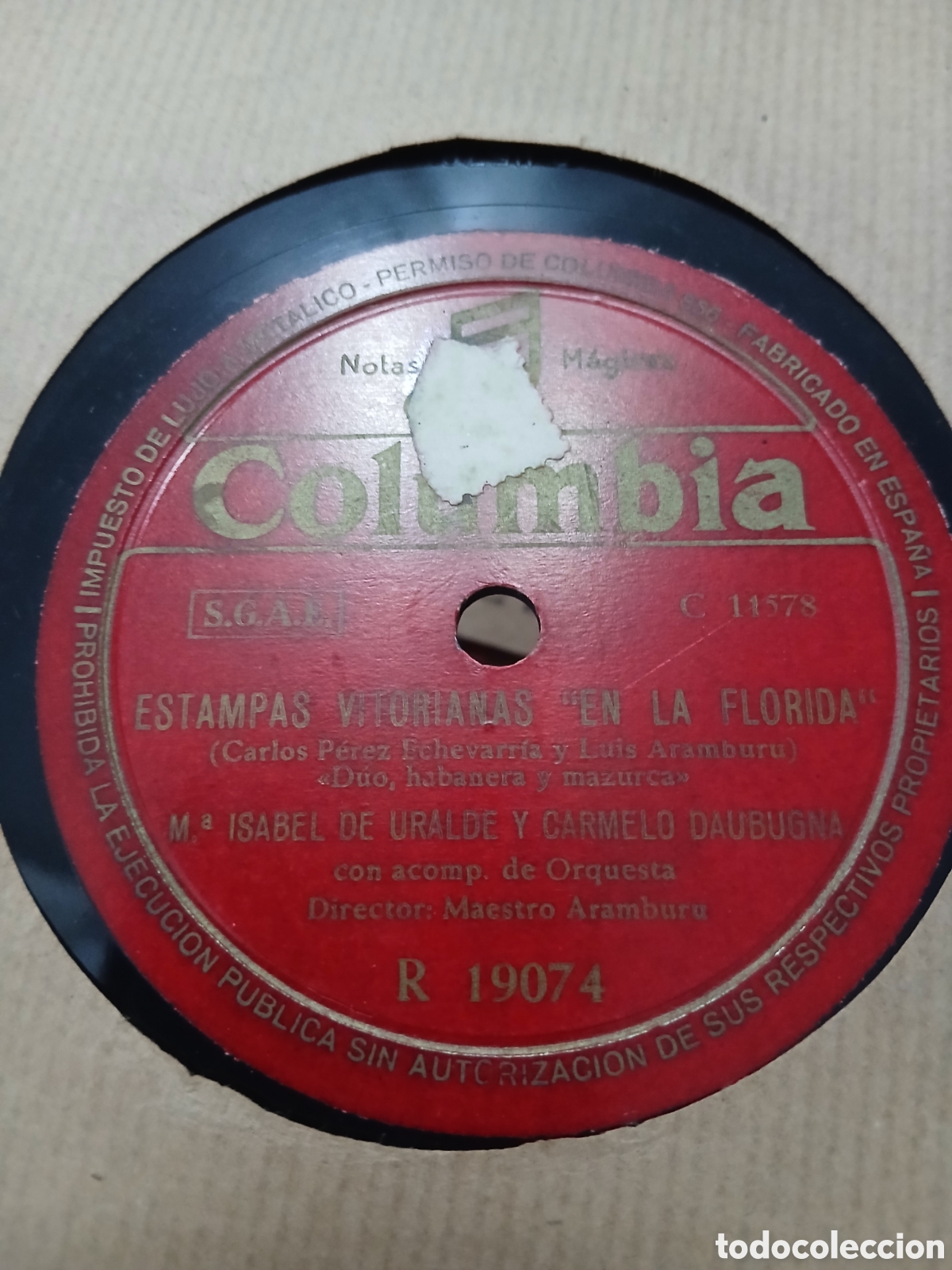 Discos de pizarra: 3 Discos Vascos Felipe Suso, M Isabel de Uralde