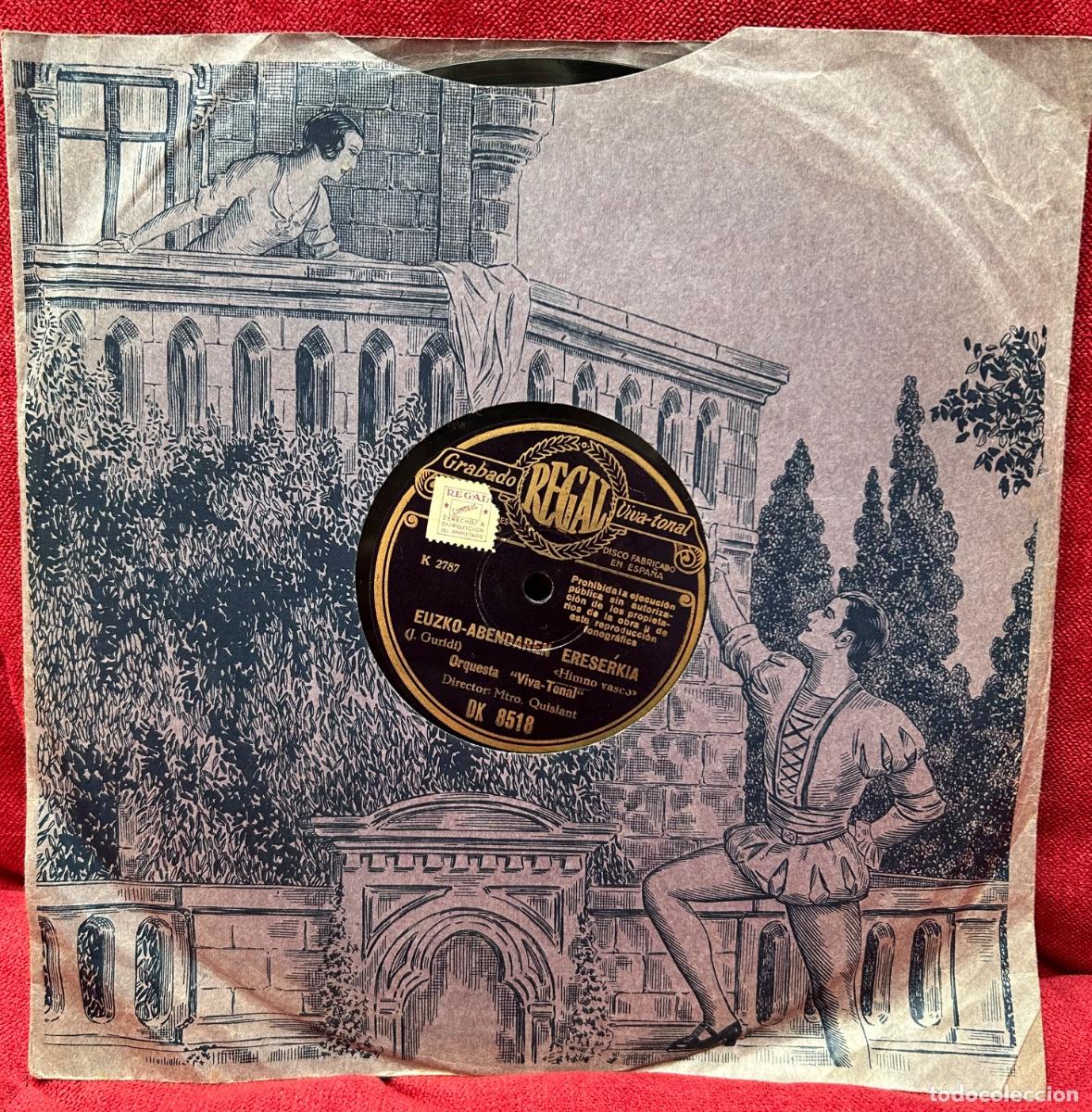 Discos de pizarra: Orquesta Viva-Tonal &ldquo;Euzko-Abendaren Ereserkia / Amaya&rdquo; Disco pizarra 78rpm Himno Vasco a&ntilde;os30 Regal
