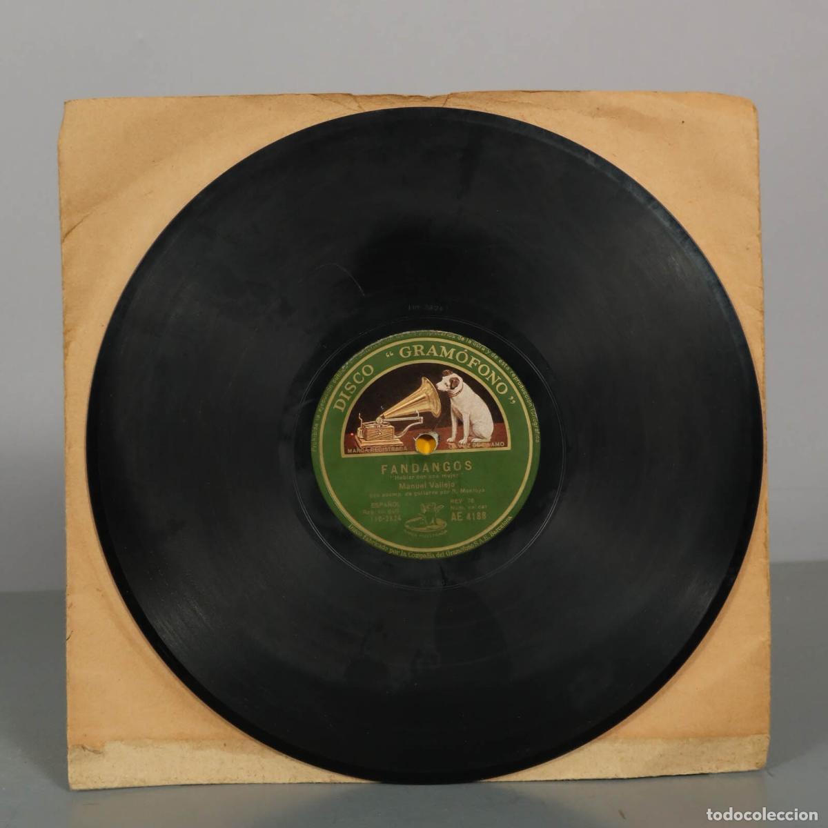 Discos de pizarra: DISCO DE PIZARRA. CANTO POR NO LLORAR. FANDANGOS MANUEL VALLEJO. R MONTOYA