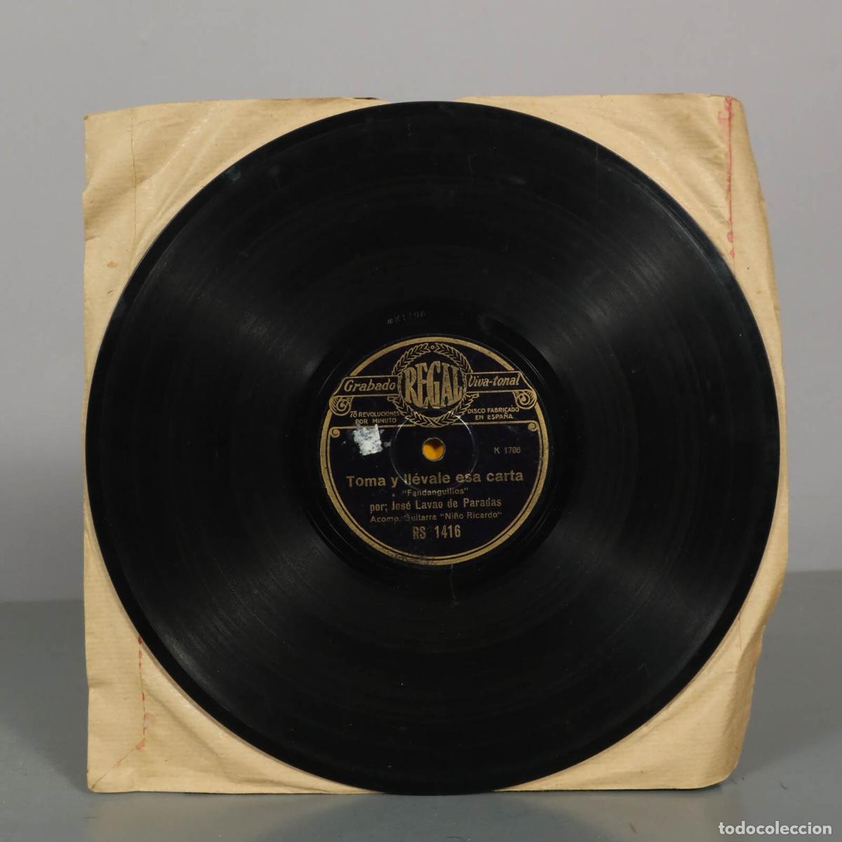 Discos de pizarra: DISCO DE PIZARRA. SOLO Y SIN CALOR DE NADIE. TOMA Y LLEVALE ESA CARTA. JOSE LAVAO DE PARADAS.