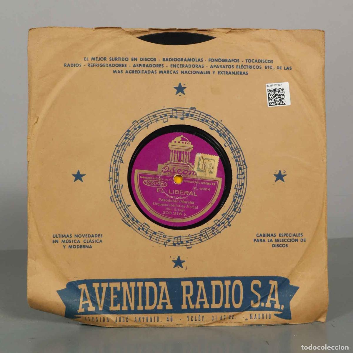 Discos de pizarra: DISCO DE PIZARRA. EL LIBERAL. ANGELILLO. ORQUESTA IBERICA DE MADRID