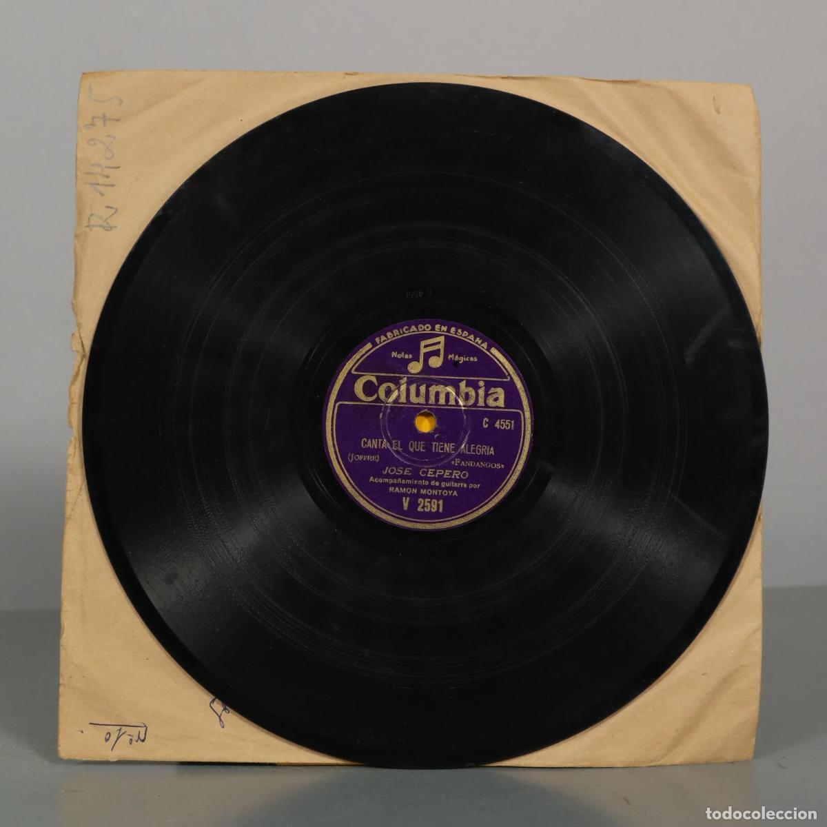 Discos de pizarra: DISCO DE PIZARRA. VENGO DE FERIA DE ZAFRA. CANTA EL QUE TIENE ALEGRIA. JOSE CEPERO. MONTOYA