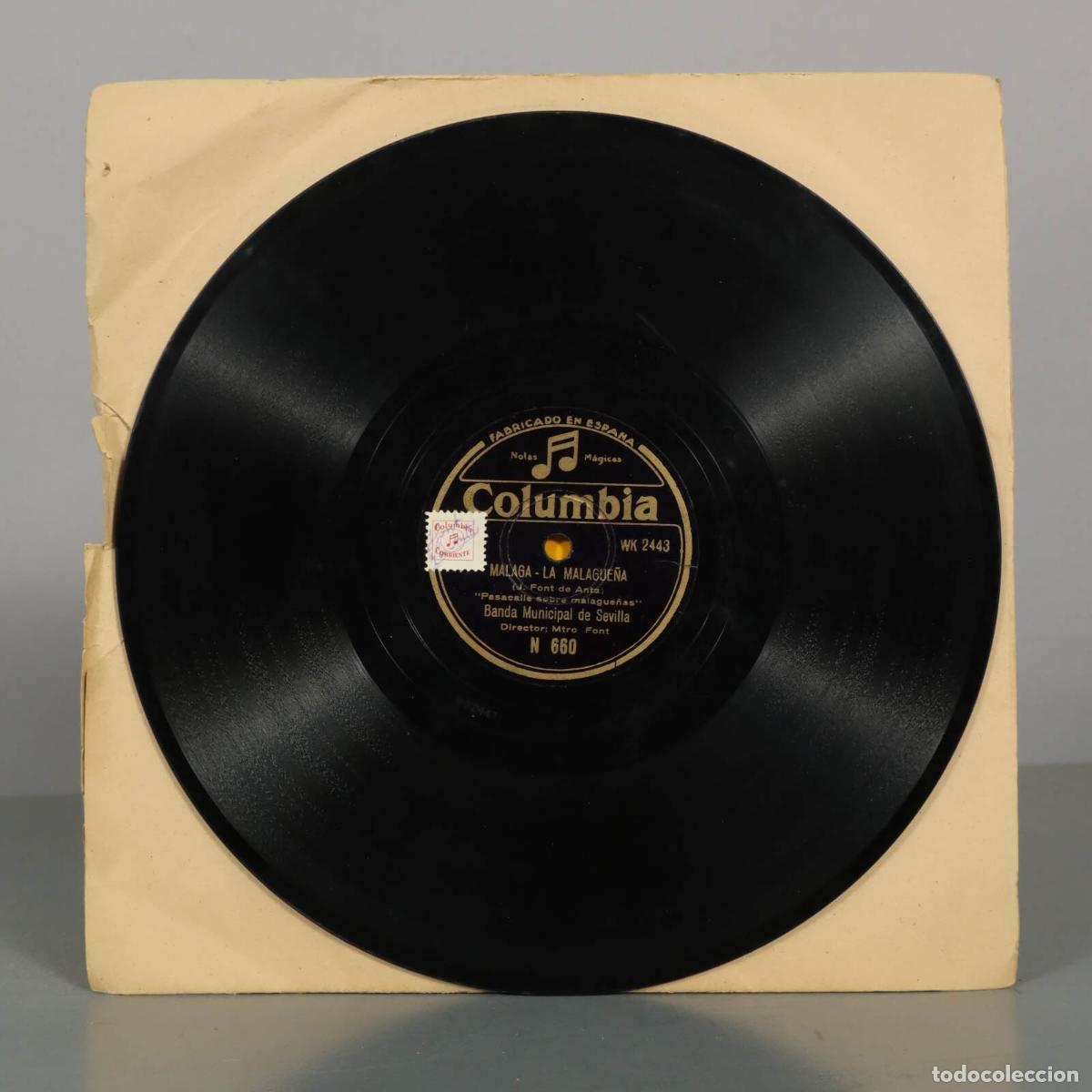 Discos de pizarra: DISCO DE PIZARRA. MALAGA FIESTA EN EL PERCHEL. MALAGA LA MALAGUE&Ntilde;A. BANDA MUNICIPAL DE SEVILLA