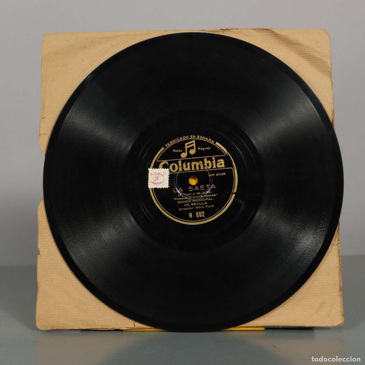 Discos de pizarra: DISCO DE PIZARRA. EN UN CORTIJO ANDALUZ. LA SAETA. BANDA MUNICIPAL DE SEVILLA