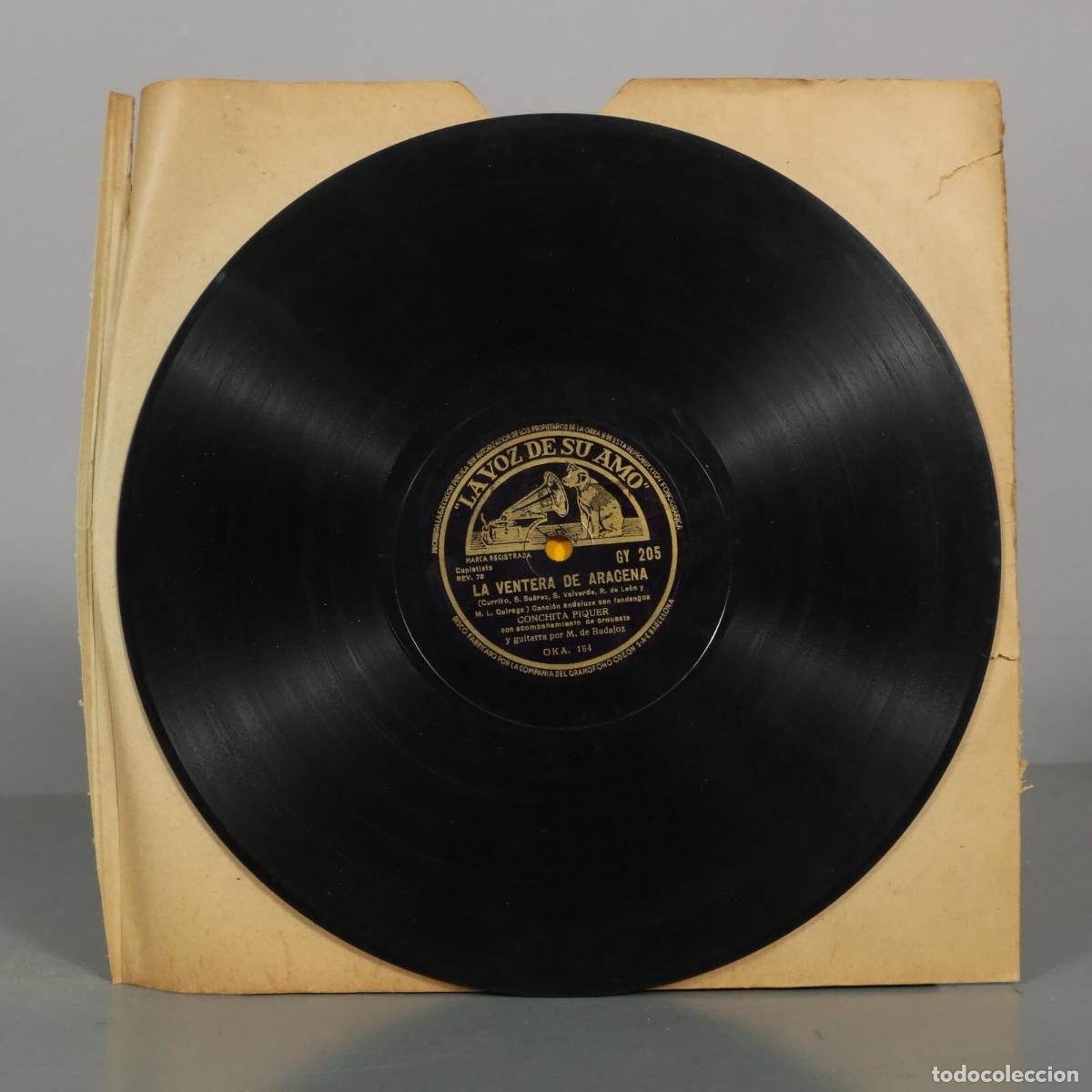 Discos de pizarra: DISCO DE PIZARRA. DO&Ntilde;A SOL LA VENTERA DE ARACENA. CONCHITA PIQUER