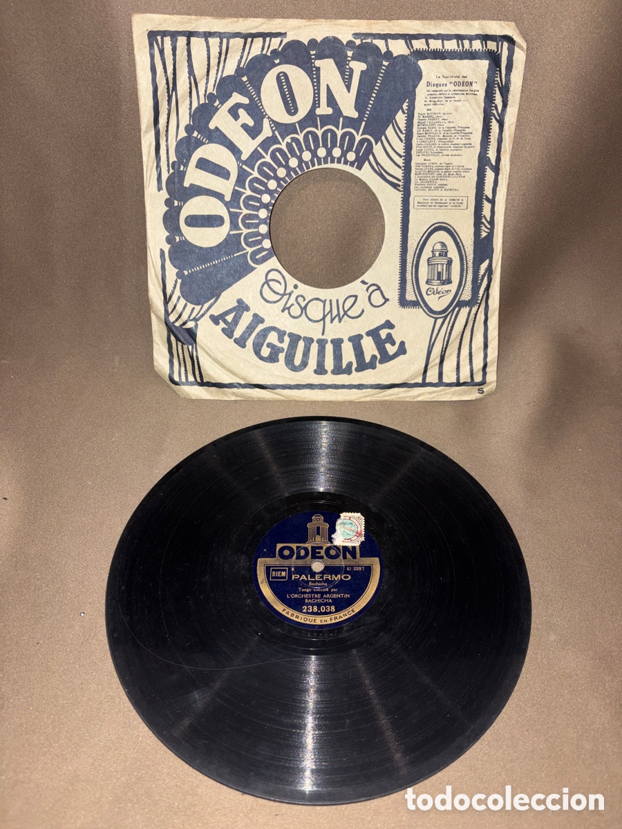 Discos de pizarra: Disco de pizarra ODEON,PALERMO,ORACI&Oacute;N TANGO EXECUTE PAR L&rsquo;ORCHESTRE ARGENTIN BACHICHA*ver fotos*