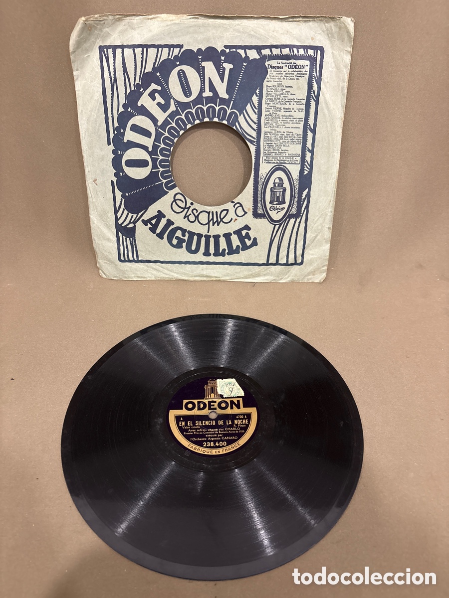 Discos de pizarra: Disco de pizarra,l&rsquo;orchestre argentin CANARO,LINYERA Y EN EL SILENCIO DE LA NOCHE*ver fotos*