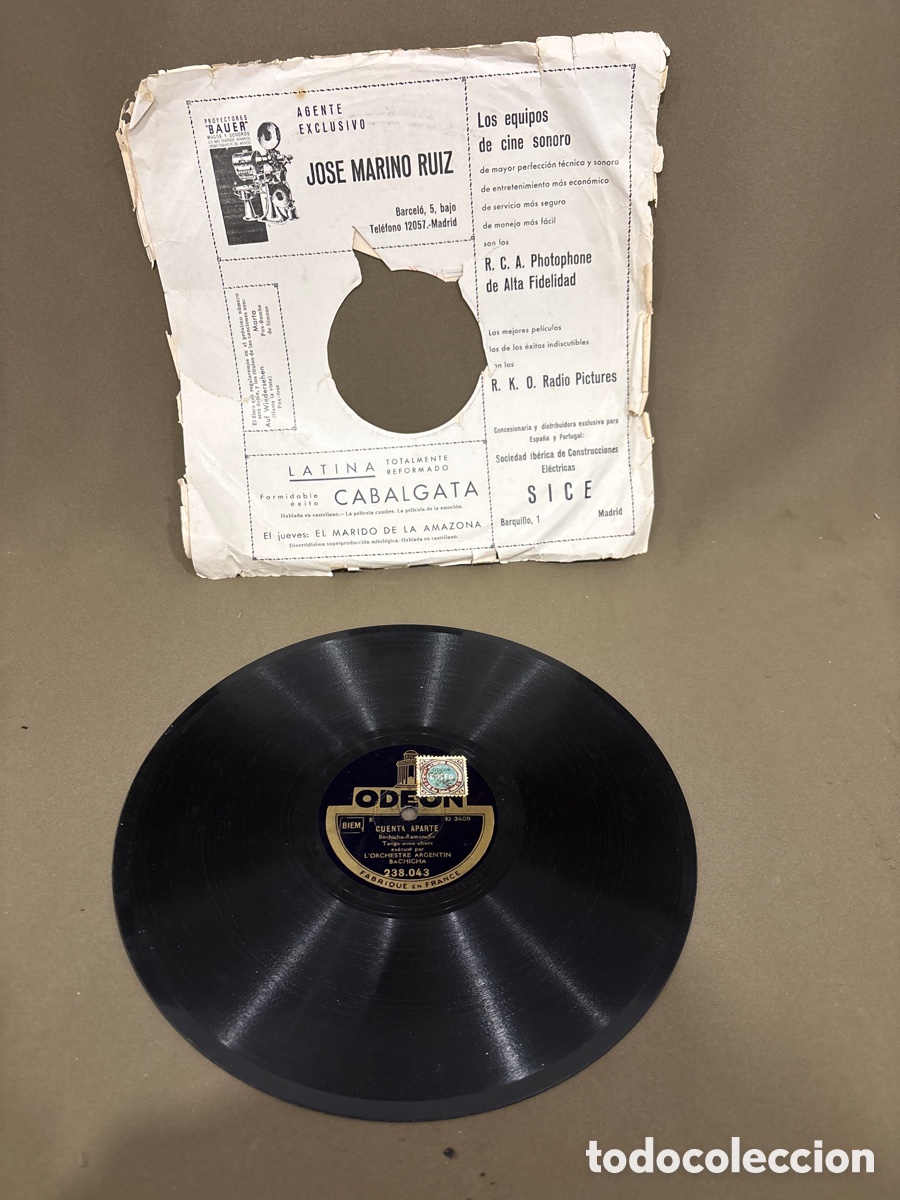 Discos de pizarra: Disco de pizarra,l&rsquo;orchestre argentin bachicha,ARRIBENO Y CUENTA APARTE *ver fotos*