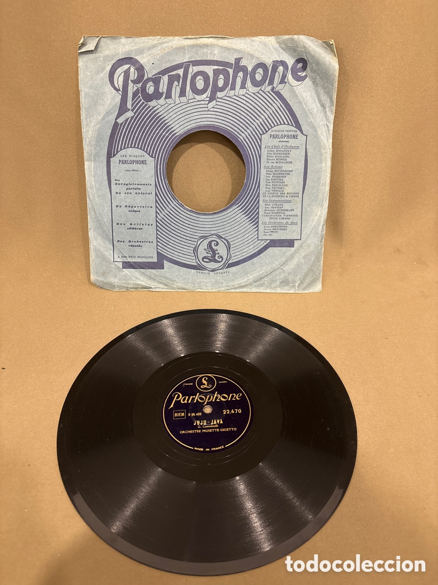 Discos de pizarra: Disco de pizarra,orchestre musette gigetto,GALLITO Y JUJU-JAVA*ver fotos*