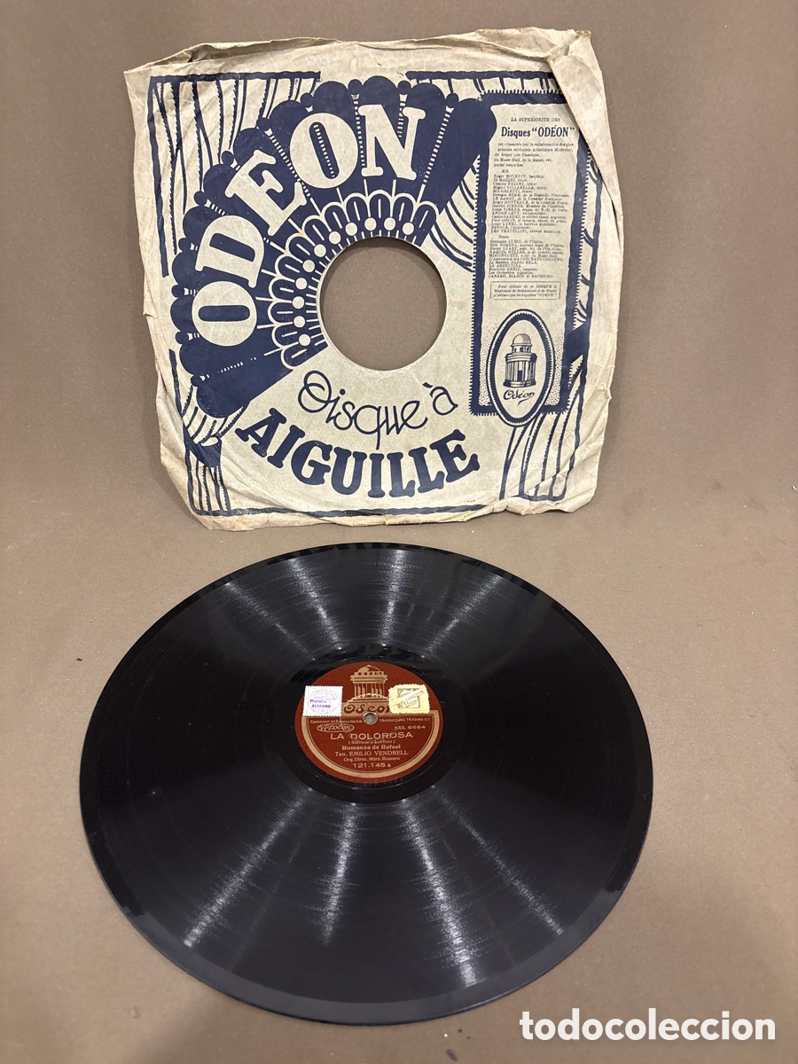 Discos de pizarra: Disco de pizarra,LA DOLOROSA,romanza de Rafael,tenor EMILIO VENDRELL*ver fotos*