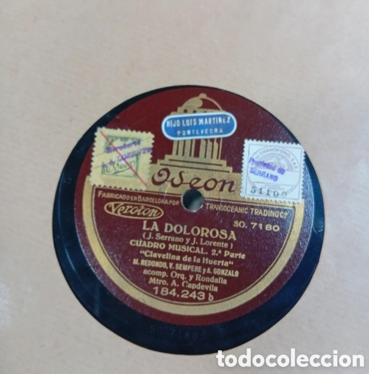 Discos de pizarra: La Dolorosa antiguo disco de pizarra